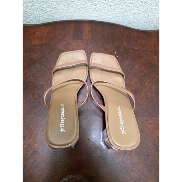 Jeffrey Campbell Tan Strappy Square Toe Block Heel Sandals Womens Size 7 - Picture 5 of 11
